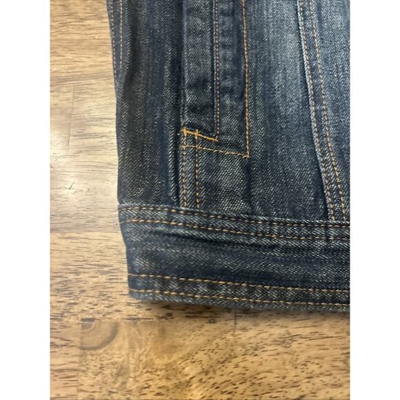 Third Army Denim JEAN JACKET cut-off Sleeves Size Medium Blue Biker - Picture 7 of 8